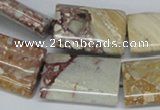 CRM08 15.5 inches 18*25mm flat tube red mud jasper beads wholesale