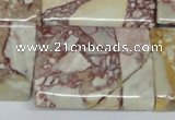 CRM10 15.5 inches 25*35mm flat tube red mud jasper beads wholesale