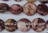 CRM53 15.5 inches 16mm flat round dyed red mud jasper wholesale