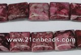 CRM56 15.5 inches 14*14mm square dyed red mud jasper wholesale