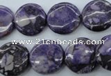 CRM89 15.5 inches 16mm flat round dyed red mud jasper wholesale