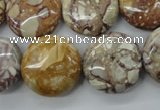 CRM95 15.5 inches 20mm flat round red mud jasper wholesale