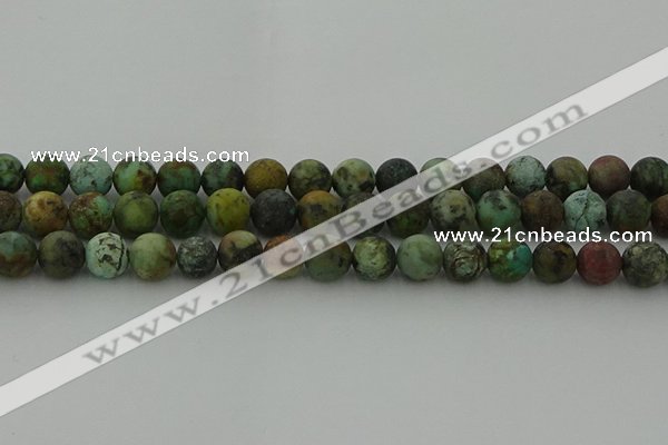 CRO1054 15.5 inches 12mm round matte African turquoise beads