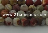 CRO1091 15.5 inches 6mm round matte laguna lace agate beads
