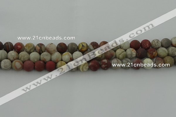 CRO1092 15.5 inches 8mm round matte laguna lace agate beads