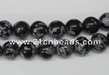 CRO122 15.5 inches 8mm round snowflake obsidian beads wholesale