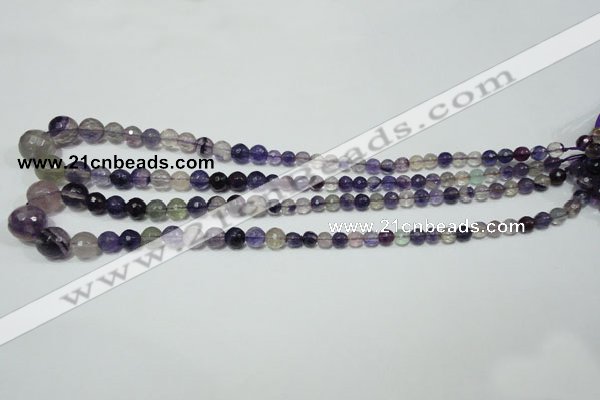 CRO731 15.5 inches 6mm – 14mm faceted round fluorite gemstone beads