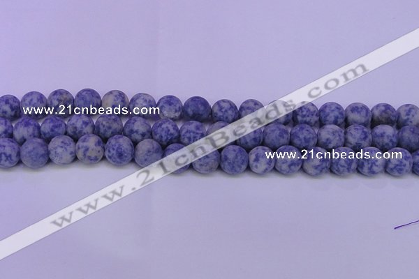CRO852 15.5 inches 8mm round matte blue spot beads