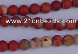 CRO930 15.5 inches 4mm round matte red jasper beads wholesale