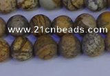 CRO972 15.5 inches 8mm round matte picture jasper beads wholesale