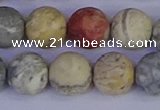 CRO995 15.5 inches 14mm round matte sky eye stone beads wholesale