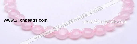CRQ18 8*14mm flat round natural rose quartz beads wholesale