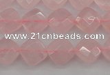 CRQ368 15.5 inches 8*8mm faceted diamond rose quartz beads