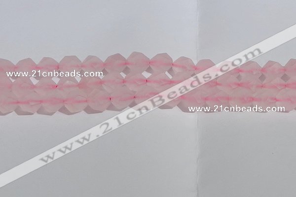 CRQ409 15.5 inches 12mm faceted nuggets matte rose quartz beads