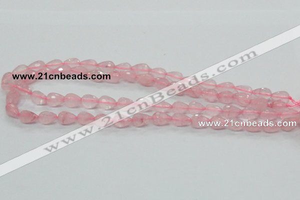 CRQ42 15.5 inches 8*12mm faceted teardrop natural rose quartz beads