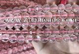 CRQ446 15.5 inches 10mm faceted round rose quartz beads