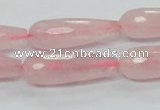 CRQ45 15.5 inches 10*30mm faceted teardrop natural rose quartz beads