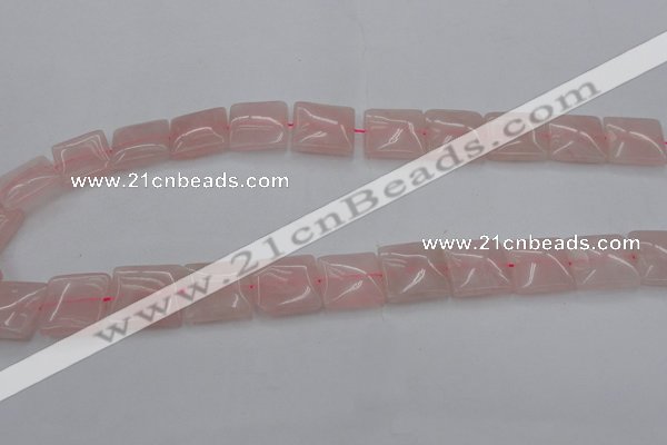 CRQ624 15.5 inches 16*16mm square rose quartz beads wholesale
