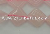 CRQ638 15.5 inches 14*14mm diamond rose quartz beads wholesale