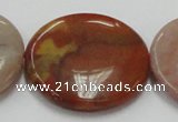 CRS15 15.5 inches 35mm flat round rainbow stone beads wholesale