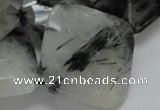 CRU10 15.5 inches 30*30mm faceted diamond black rutilated quartz beads