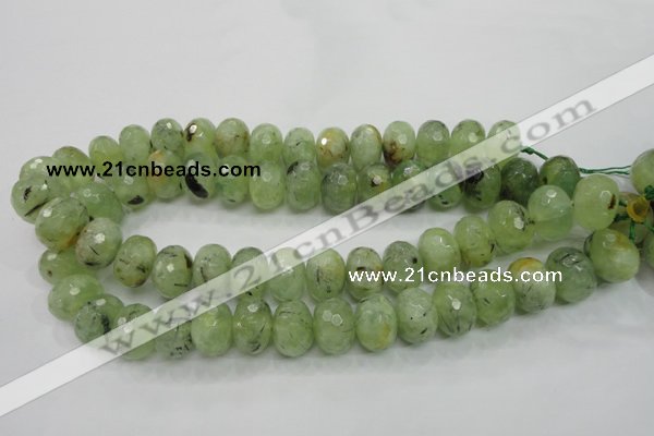 CRU143 15.5 inches 13*18mm faceted rondelle green rutilated quartz beads