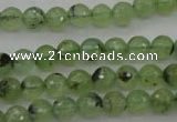 CRU152 15.5 inches 8mm faceted round green rutilated quartz beads