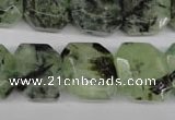CRU194 Top-drilled 15*17mm faceted rectangle green rutilated quartz beads