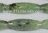 CRU214 15 inches 12*36mm faceted rice green rutilated quartz beads