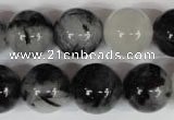 CRU307 15.5 inches 16mm round black rutilated quartz beads