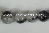 CRU321 15.5 inches 8mm - 16mm round black rutilated quartz beads