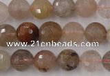 CRU404 15.5 inches 12mm faceted round Multicolor rutilated quartz beads