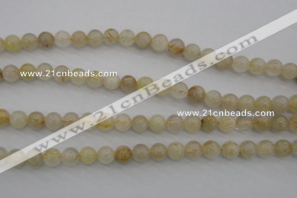 CRU582 15.5 inches 8mm round golden rutilated quartz beads
