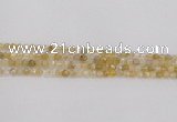 CRU666 15.5 inches 4mm faceted round golden rutilated quartz beads