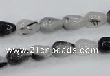 CRU68 15.5 inches 8*12mm teardrop black rutilated quartz beads