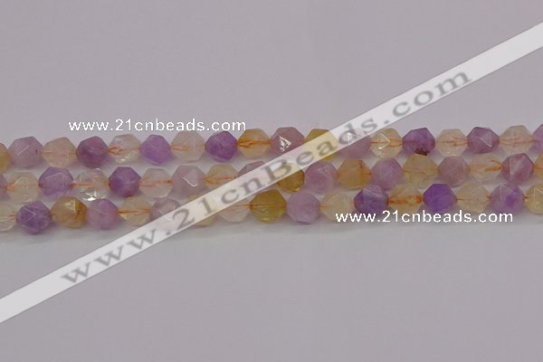 CRU773 15.5 inches 10mm faceted nuggets lavender amethyst & citrine beads
