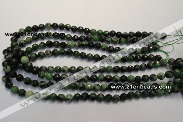 CRZ106 15.5 inches 8mm faceted round ruby zoisite gemstone beads