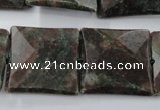 CRZ238 15.5 inches 25*25mm faceted square ruby zoisite gemstone beads