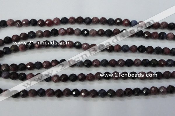 CRZ511 15.5 inches 6mm faceted round natural ruby sapphire beads