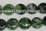 CRZ55 15.5 inches 14mm flat round ruby zoisite gemstone beads