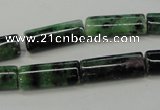 CRZ71 15.5 inches 8*20mm flat tube ruby zoisite gemstone beads