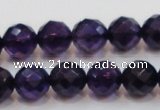 CSA18 15.5 inches 12mm faceted round synthetic amethyst beads