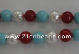 CSB1033 15.5 inches 8mm round mixed color shell pearl beads