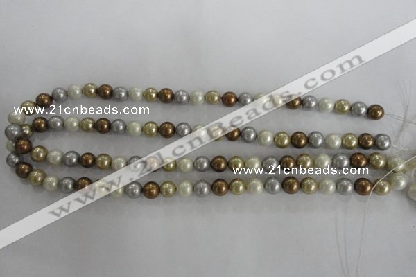 CSB1041 15.5 inches 8mm round mixed color shell pearl beads