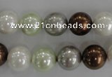 CSB1090 15.5 inches 12mm round mixed color shell pearl beads