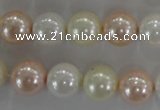 CSB1092 15.5 inches 12mm round mixed color shell pearl beads