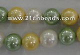 CSB1102 15.5 inches 12mm round mixed color shell pearl beads