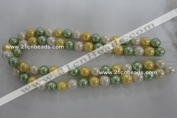 CSB1102 15.5 inches 12mm round mixed color shell pearl beads