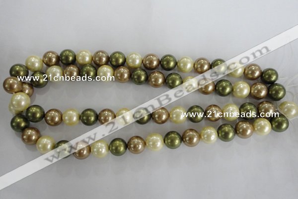 CSB1106 15.5 inches 12mm round mixed color shell pearl beads