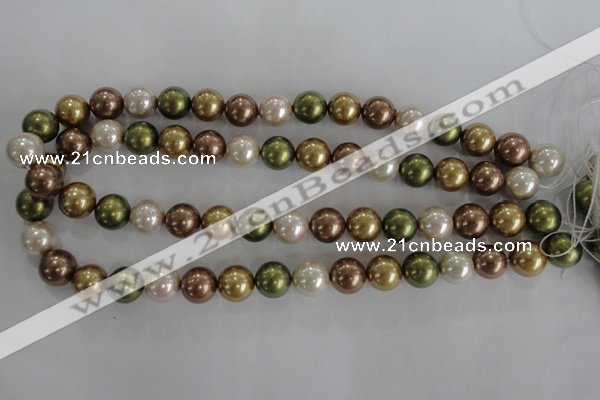 CSB1108 15.5 inches 12mm round mixed color shell pearl beads